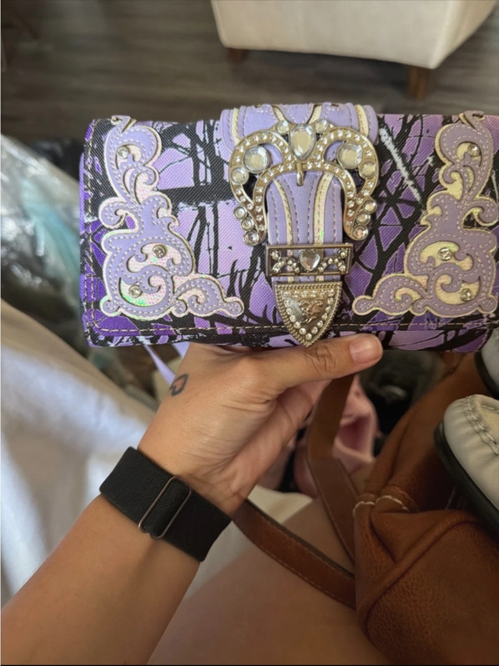 Source Unknown Purple-Lavender Jeweled Wallet